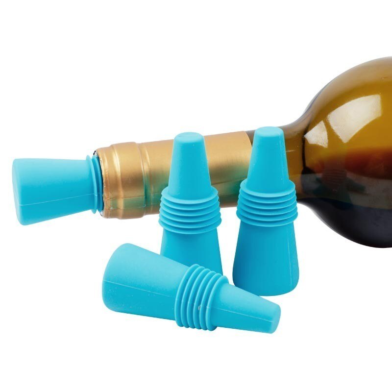 4Pcs Silicone Reusable Wine Stopper Drink Bottle Sealer Beverage Bottle Stopper Cork Bottle Plug Kitchen Bar Tool