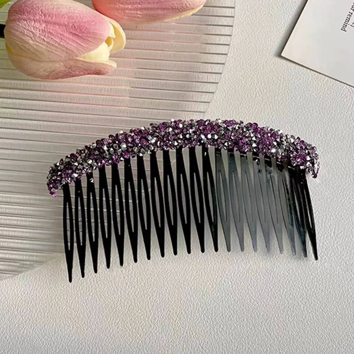 Peines de inserción de cristal para mujeres y niñas, Clips fijos para el cabello roto, organizador de Cabeza trasera, accesorios coreanos para el cabello, Clip para el cabello, peine para flequillo: Plata