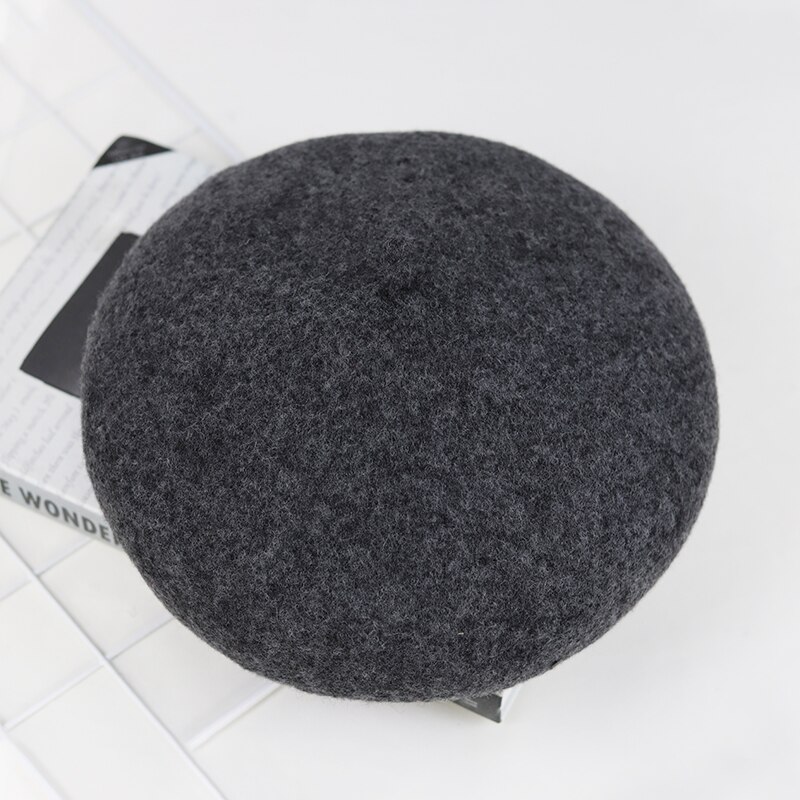 Béret de peintre en laine, chapeau tricoté, rétro, chapeau d'hiver pour femmes, chapeau Sherlock Holmes, décontracté: Dark grey linen