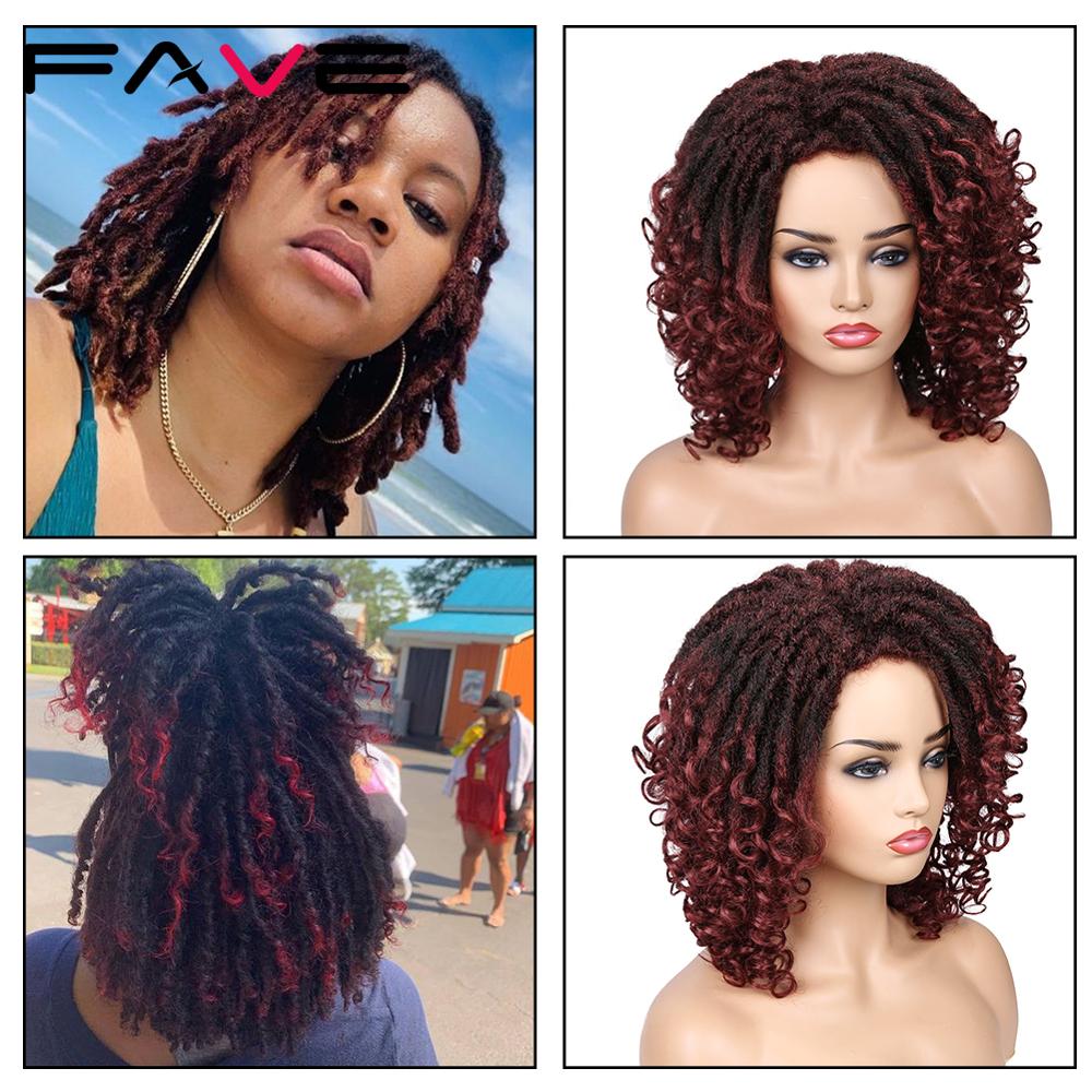 FAVE Dreadlock perruque noir Afro cheveux bouclés tressé torsion Dreadlock perruques résistant à la chaleur fibre synthétique quotidien fête perruque pour les femmes: 1b 99j