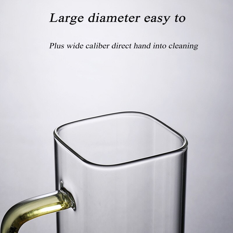 Square glass square cup household transparent with a juice cup can be heated breakfast cup