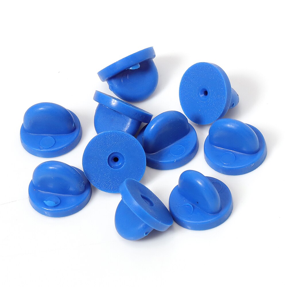 50pcs Rubber Pin Backs Brooch Bukle Button Clasp Clutch Care Cap Nail Tie Back Stoppers Squeeze Badge Holder Jewelry Accessories: Blue