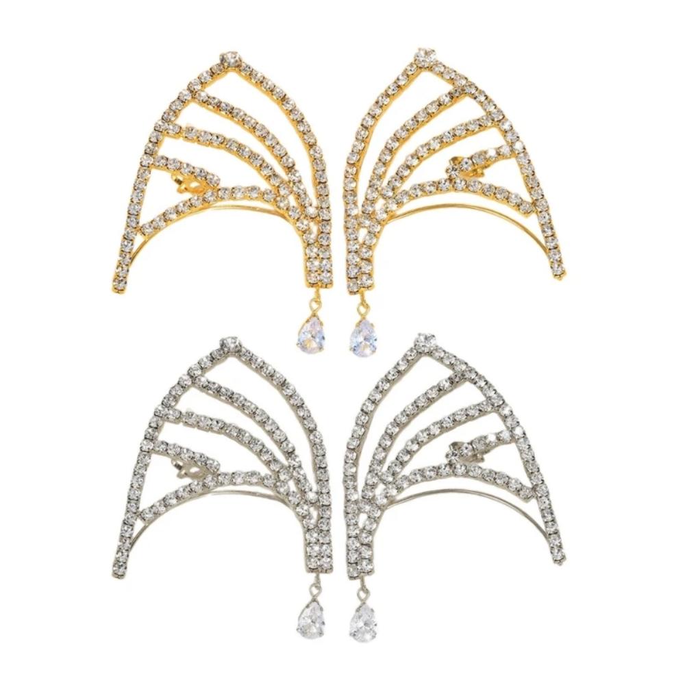 Stylish Ear Cuff Earrings Accessory Unique Ear Clip Delicate Ear Rings Jewelry Fashionable Rhinesrone Ear Hooks for Women
