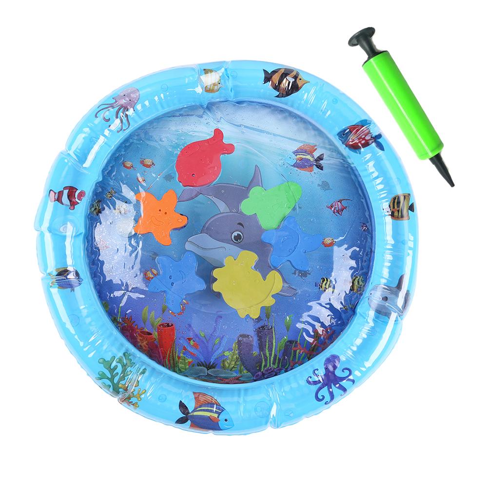 66x50cm Kids Water Mat Baby Inflatable Patted Pad Baby Inflatable Water Cushion Infant Play Mat Toddler Funny Pat Pad Toys: O with Inflator