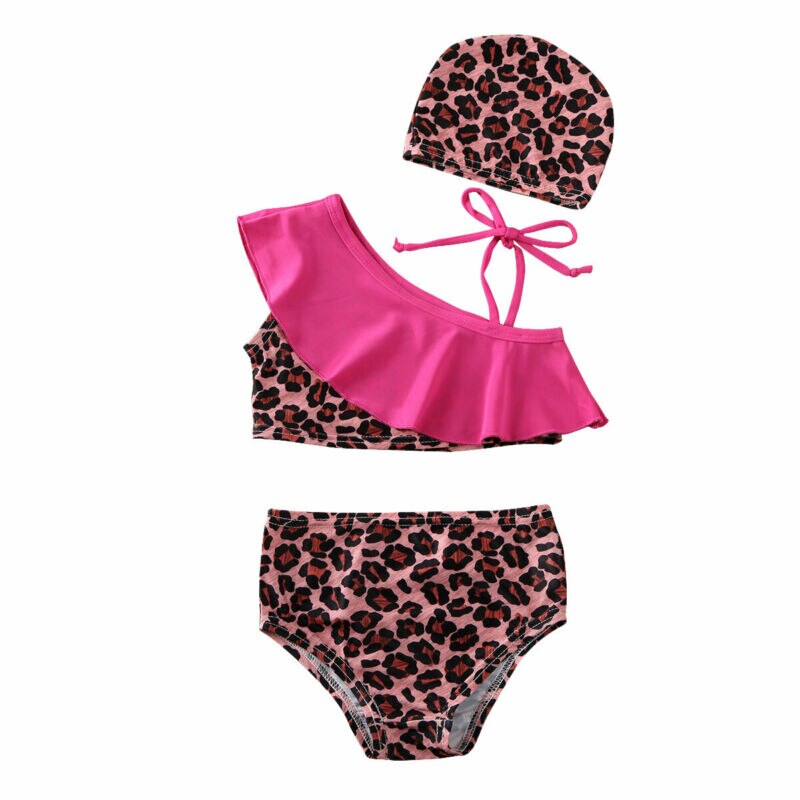 Sommer kid baby pige leopard print bikini 3 stk badetøj badedragt badedragt strandtøj 6m-5t småbørn piger bikini