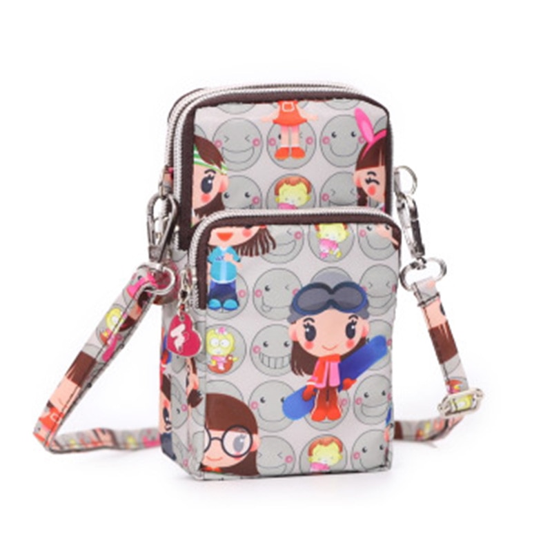 Crossbody carteira durável waterpoor moeda bolsa de telefone celular dos desenhos animados impresso mini bolsa de ombro 9x5x17.5cm