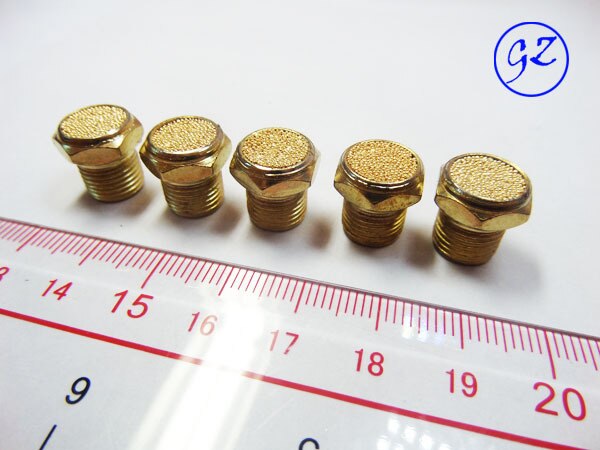 1PCS Pneumatic solenoid valve copper muffler PSV-01,Thread 1/8" BSPT flat head copper muffler exhaust vent