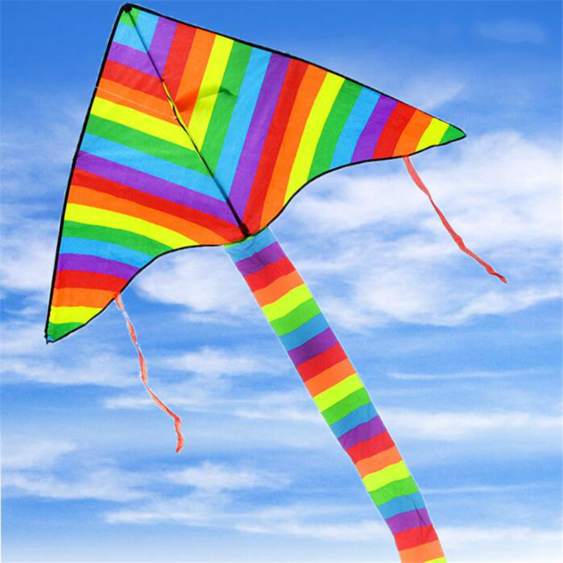 Kleurrijke Regenboog Kite Lange Staart Nylon Outdoor Vliegers Vliegen Speelgoed Voor Kinderen Kids Kite Surf Met 30M kite Lijn