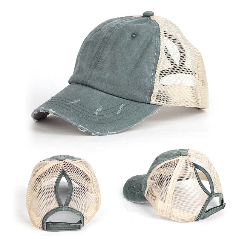 Casquette de Baseball maille soleil chapeau femmes et hommes été réglable os à la randonnée queue de cheval casquettes de relance accessoires de sport