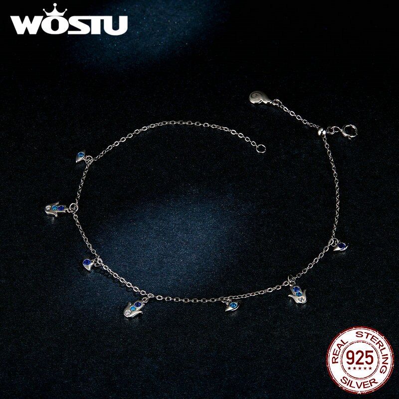 WOSTU – bracelets de cheville en argent sterling 925 pour femme, chaînes à perles rondes, à la