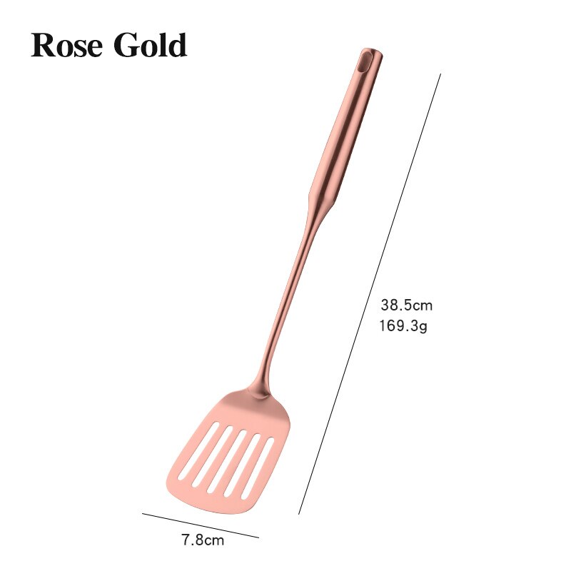 Rose Gold Stainless Steel Spatula Skimmer Ladle Turner Rice Soup Spoon Kitchen Accessories Cooking Tool Serving Utensil Set: C