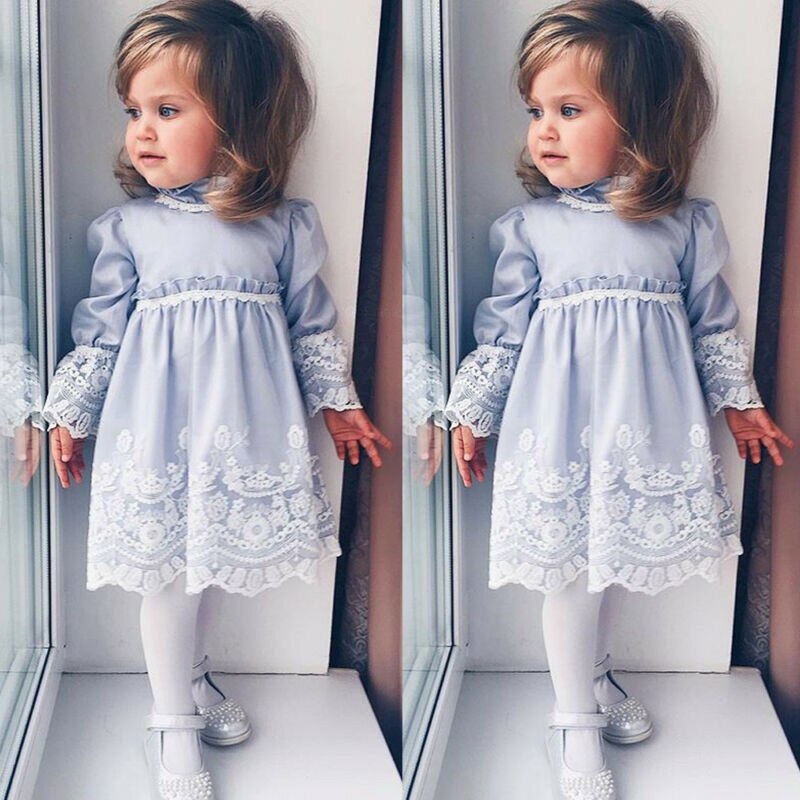 0-5Y Princess Kid Baby Girl Lace Dress Long Sleeve Party Pageant Dress+Hat Sweet Cute Patchwork Autumn Warm Infant Dress