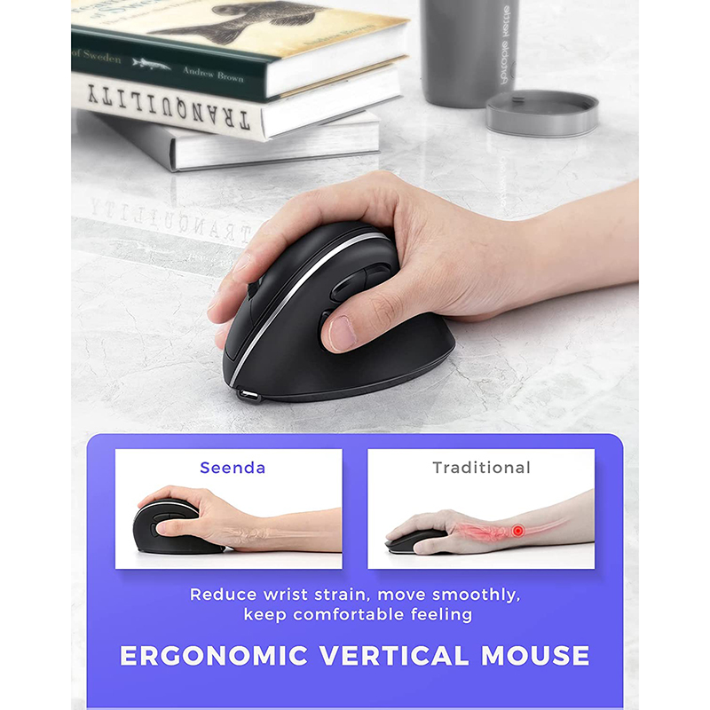 Seenda Ergonomic Rechargeable Mouse Multi-device &amp; Easy-Switch Bluetooth Wireless Mouse for Laptop PC Smart TV Mac Tablet iPad