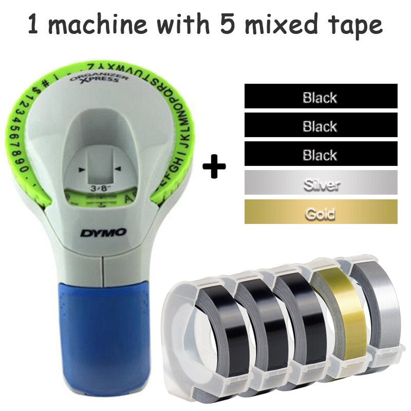 Combination of Machine and Ribbon Dymo 12965 Manual Label Maker Diy Embossing Label Printers for 9mm 3D Embossing Label Tapes: 12965-H