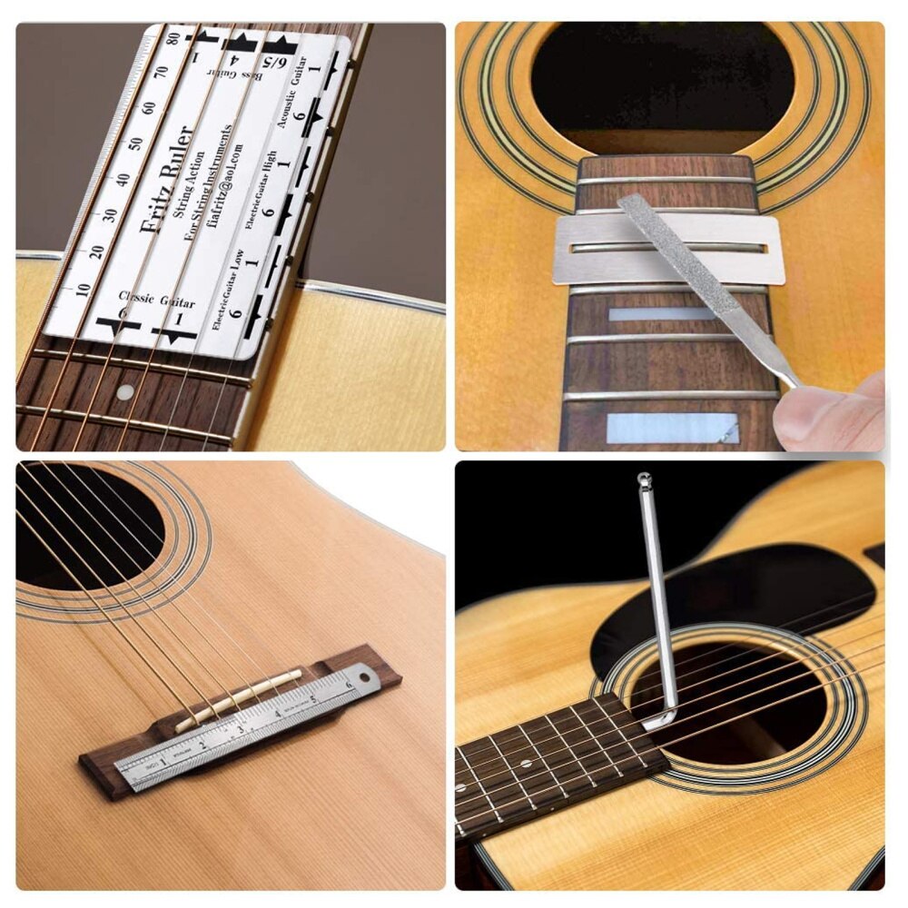 Juego completo de herramientas de mantenimiento para reparación de guitarra, accesorios de guitarra útiles, duraderos y portátiles, Kit de configuración de guitarra, piezas de reparación para Outd