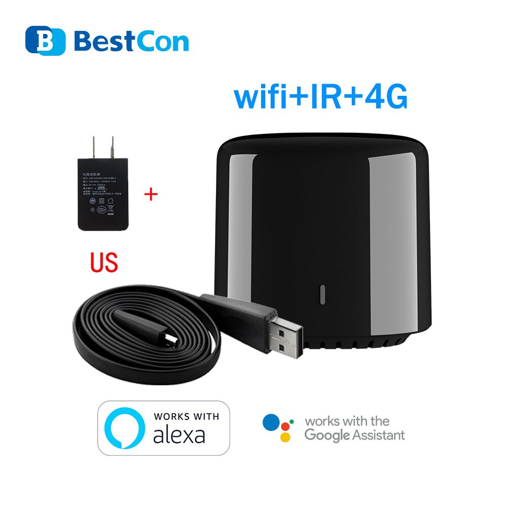 Broadlink Bestcon RM4C mini Universal 4G Wifi IR Mini Remote Control Compatible Alexa Google Assistant For AC: US Plug RM4C mini