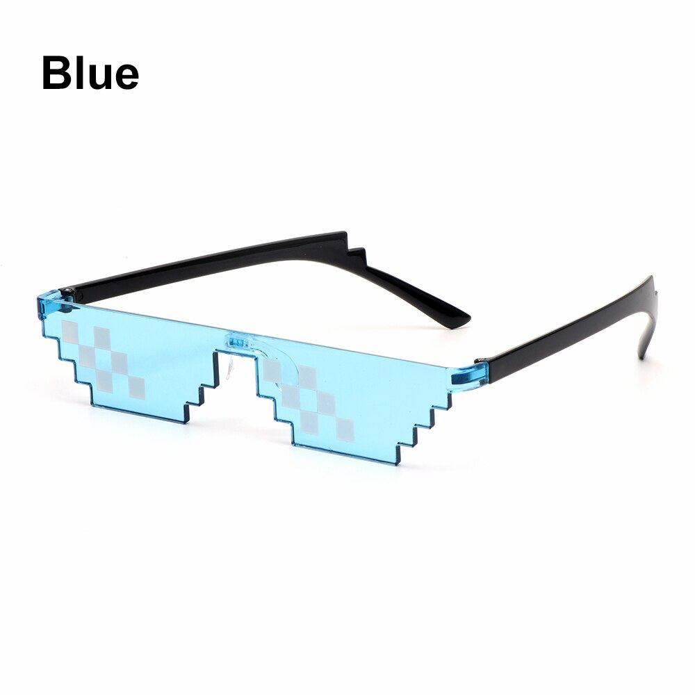 Funny Mosaic Sunglasses, Thug Life Sunglasses, Retro Gamer Robot Sunglasses Birthday Party Cosplay Favors for Men &amp; Women: Blue