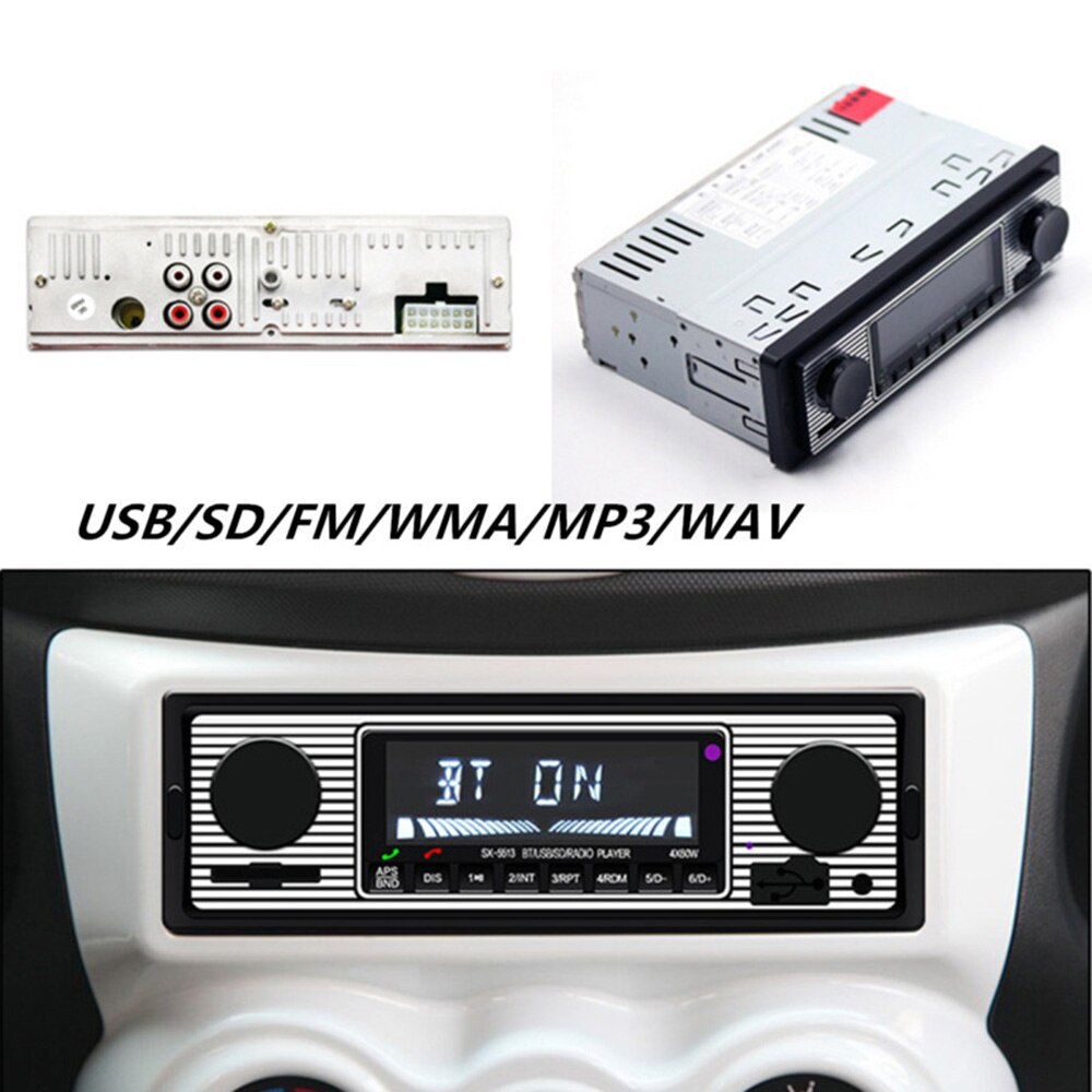 LCD Car MP3 Player FM 12V Bluetooth 87.5-108M Replacement Auto Stereo Retro