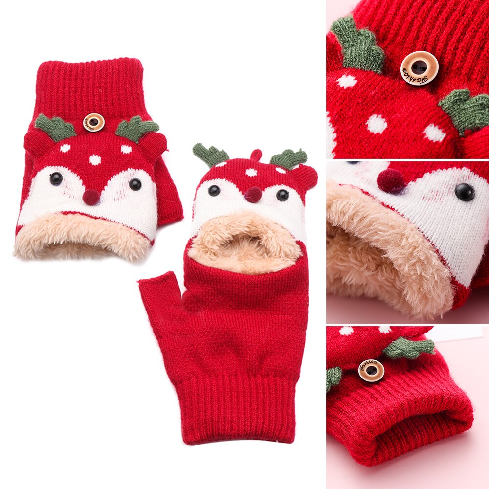 1 par de guantes de bebé de dibujos animados alce niños tapa de punto mitones, guantes invierno, guantes invierno para 3-7 años