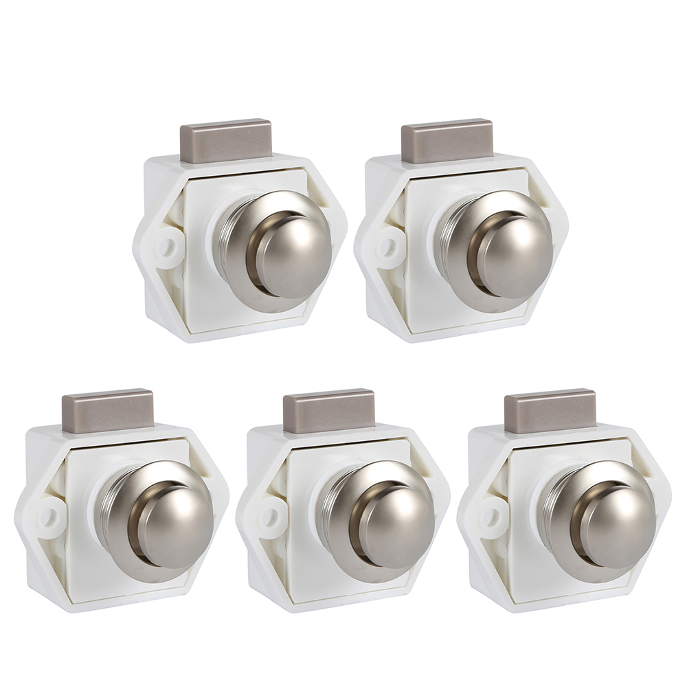 5pcs Camper Auto Push Lock Diameter 20mm RV Caravan Boot Motor Thuis Kast Lade Klink Knop sloten Voor Meubels Hardware: WHITE