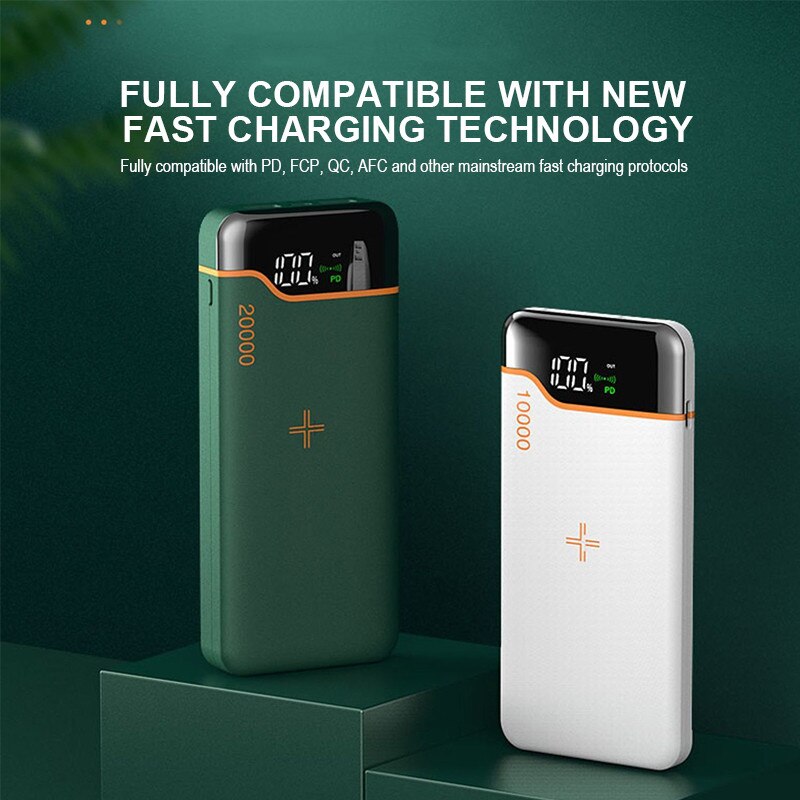 Powerbank 20000 mah super hurtig opladning 22.5w/ trådløs 15w mobil power  pd18w mobiltelefon ekstern batterioplader til xiaomi