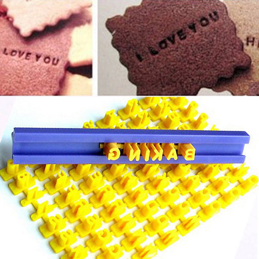 Alfabet nummer bogstav bageform 3d småkage kiks stempel prægemaskine udstikker kage fondant gør-det-selv-forme gul udskærer fondant form