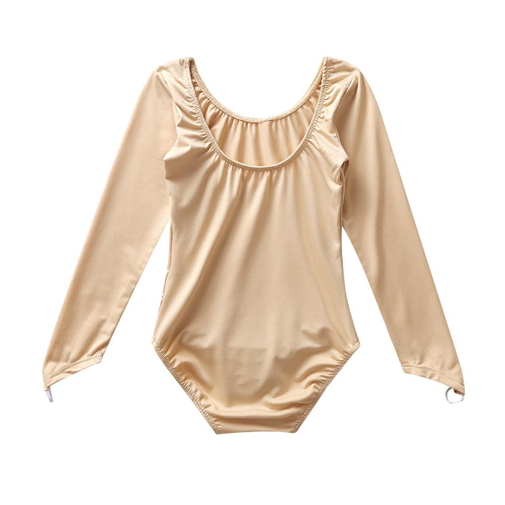 Børn piger lange ærmer elastisk u-hals nøgen ballet gymnastik trikot undertøj undertøj til gymnastik jumpsuit dansetøj