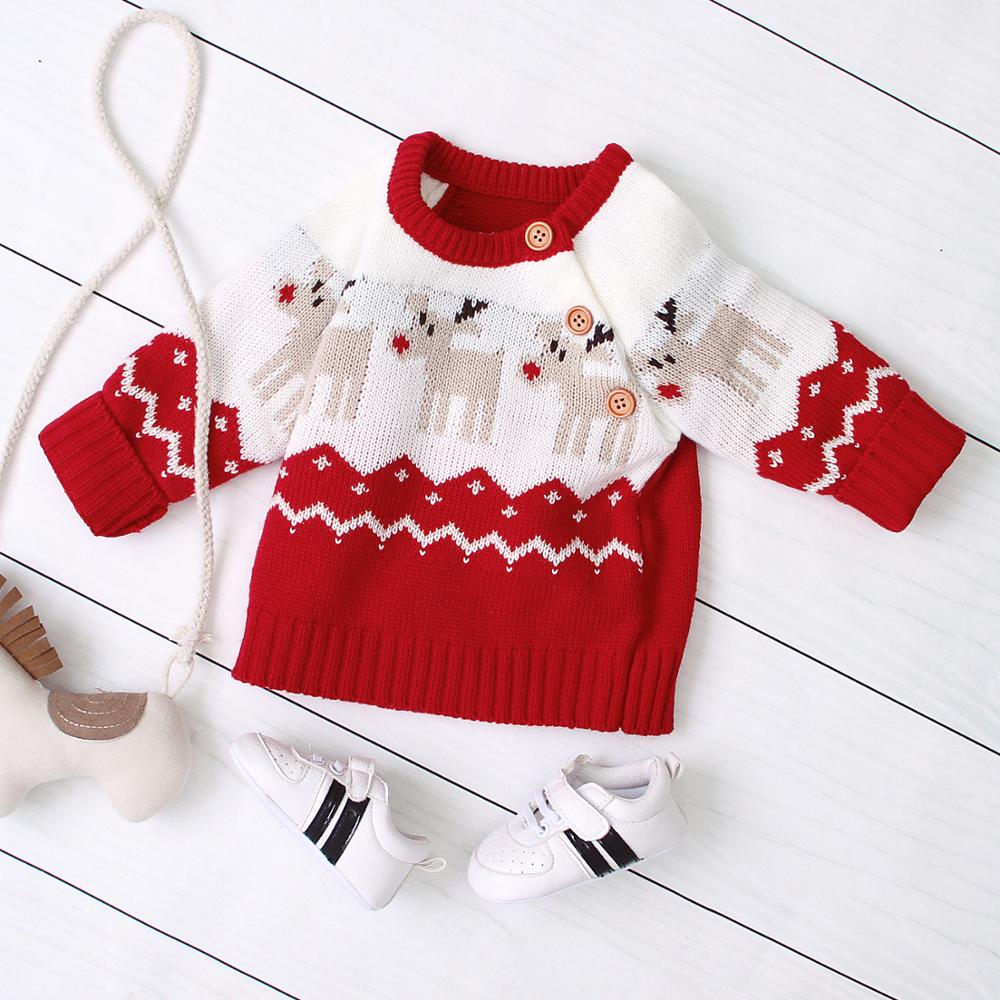 Baby Winter Pullover Knitted Sweaters For Girl Casual O Neck Long Sleeve Toddler Boy Christmas Reindeer Kids