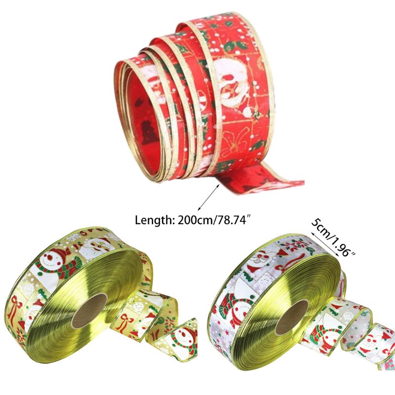 5cm breedtes 2m lengtes kerstdecoratieve linten poeder satijnen lint ambachtelijke linten kerstboomversiering strikken maken