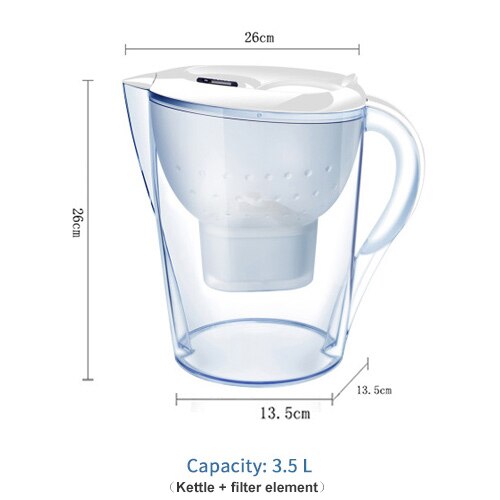 Carbon Alkaline Water Filters Water Pitcher Ionizer Kitchen Purify Kettle Filter 3.5L Pitcher Household Activated: 1 set white