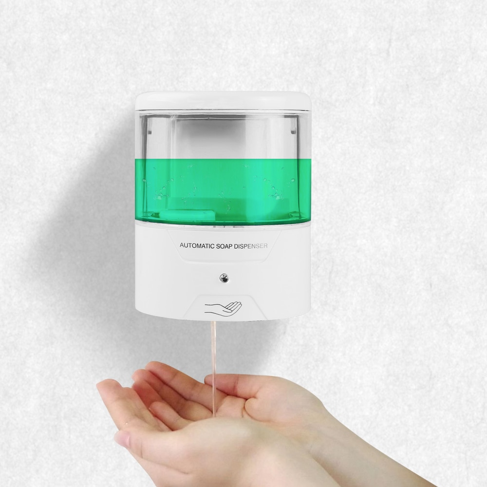 600Ml Zeepdispenser Automatische Ir Sensor Zeepdispenser Muur Touch-Gratis Keuken Zeep Lotion Pomp Voor Keuken badkamer