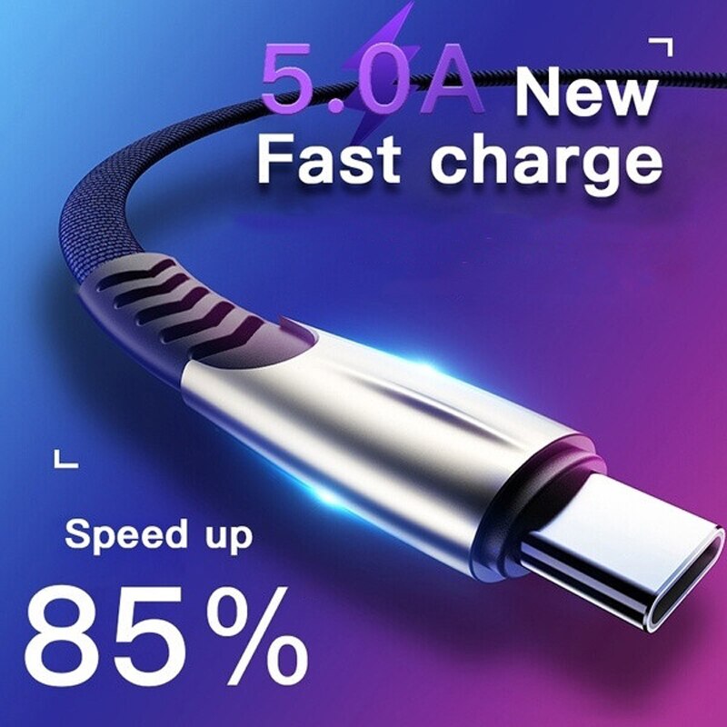 Car Charger Fast Charging Type C 5A Super Charging Cable For Huawei P40 P30 P20 Samsung A70 A51 A71 LED Display Car Charger