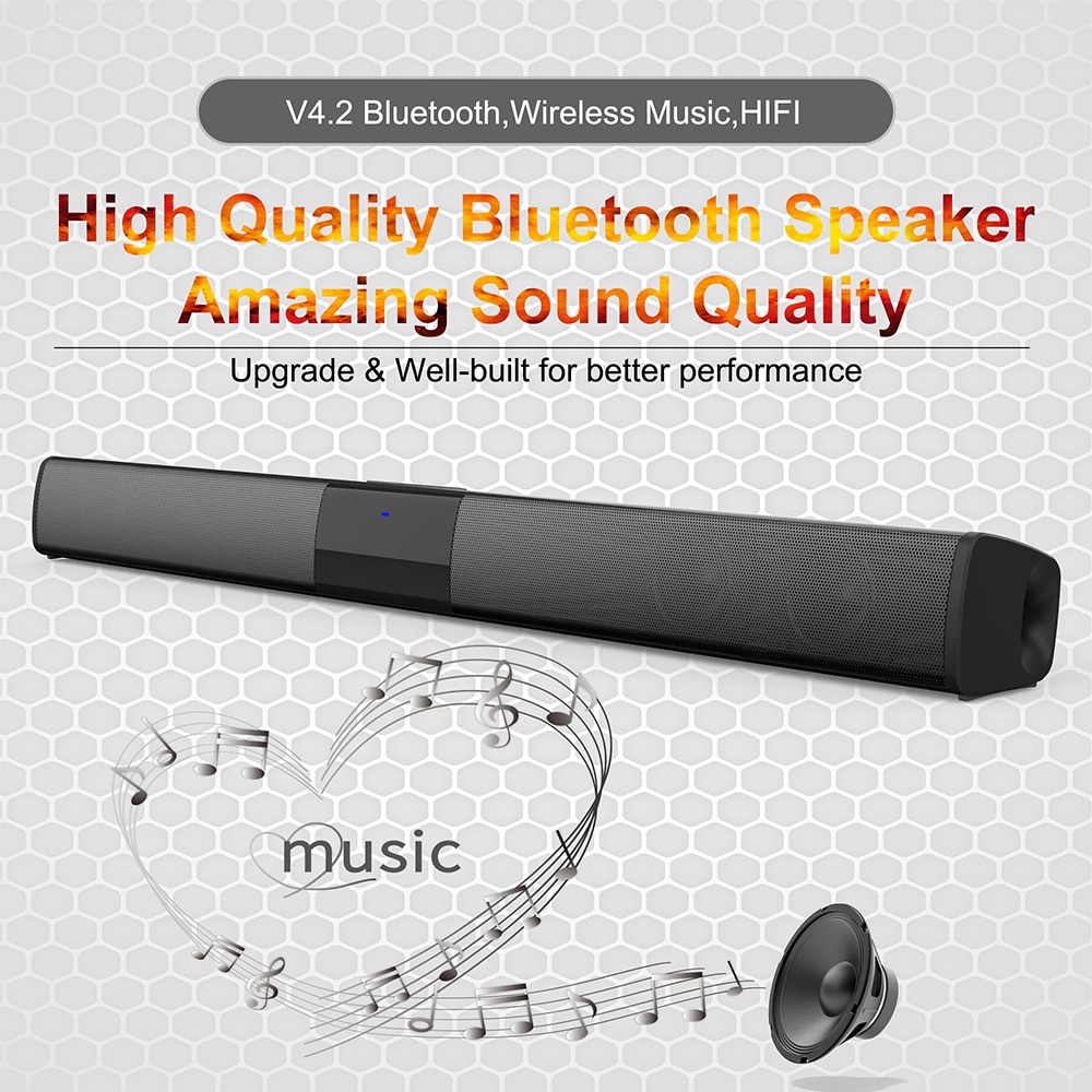 20W Wireless Bluetooth TV Speaker TV Sound Bar Wired and Wireless Bluetooth Home Surround SoundBar For PC Theater TV Speaker