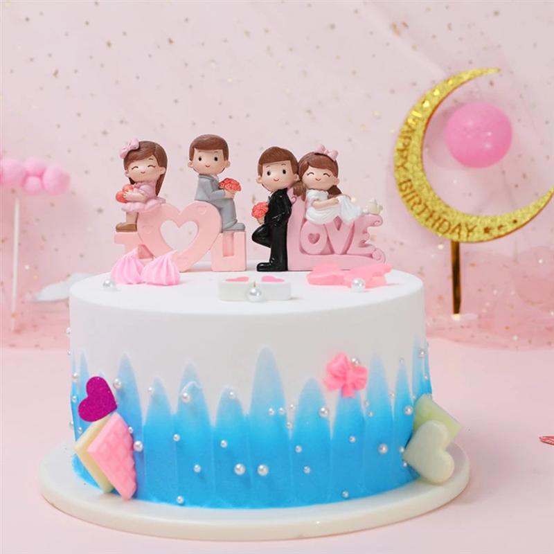 1 Set Valentijnsdag Paar Cijfers Bruid En Bruidegom Hars Pop Cake Ornamenten Valentijnsdag Romantische Pop Cake Ornamenten