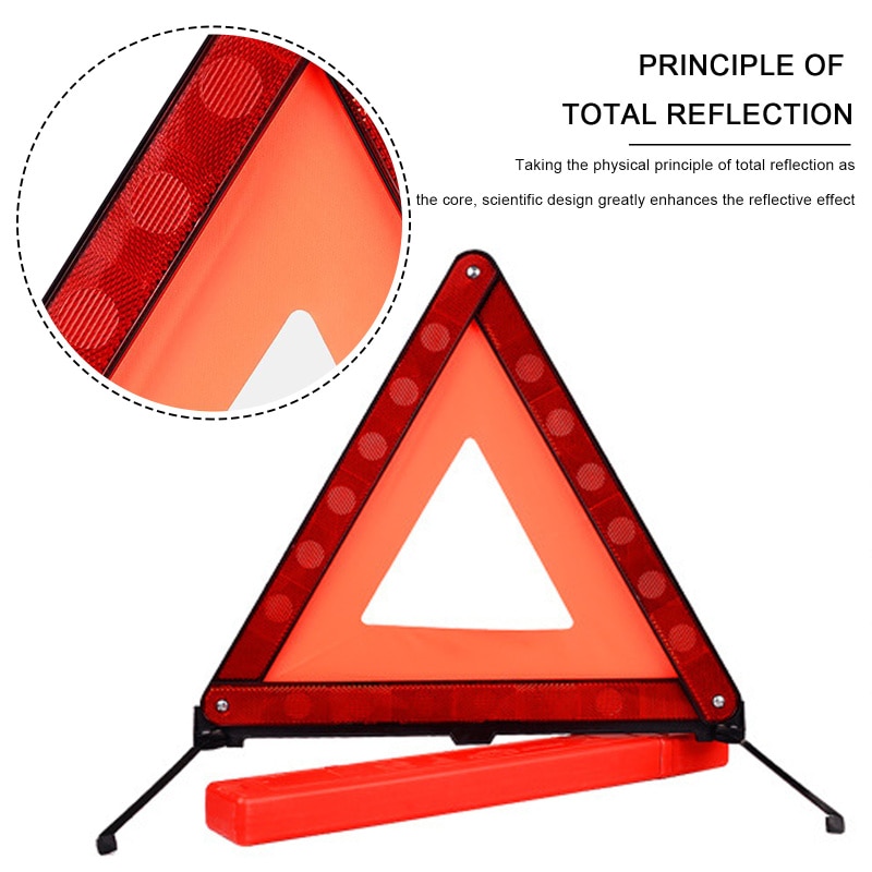 1PC Reflective Strip Car Triangle Car Stop Sign Tripod Road Flasher Triangle Emergency Warning Sign Foldable Car Accessories