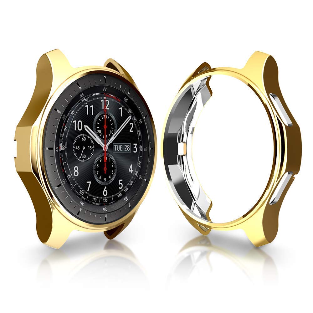 Case for Samsung Galaxy Watch 46mm Cases & Gear S3 Frontier Soft TPU Smart Shockproof Case Cover Bumper Protector Frame Plated: Gold / Gear S3