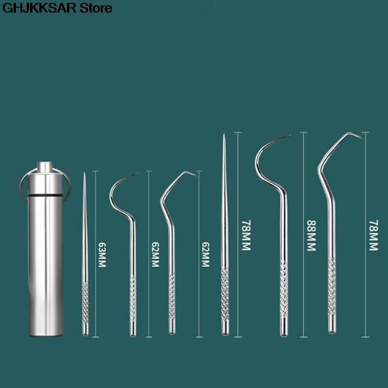 Juego de hilo Dental de Metal de acero inoxidable para limpieza bucal, artefacto portátil colgante, tubo de palillo de dientes, hilo Dental más fuerte,