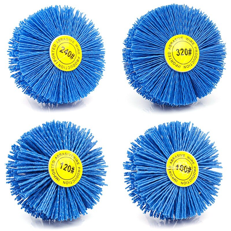 SHGO -4 Pieces 80x30x6Mm Drill Abrasive Wire Grinding Wheel Nylon Bristle Polishing Brush For Wood Furniture Mahogany Finish: Default Title
