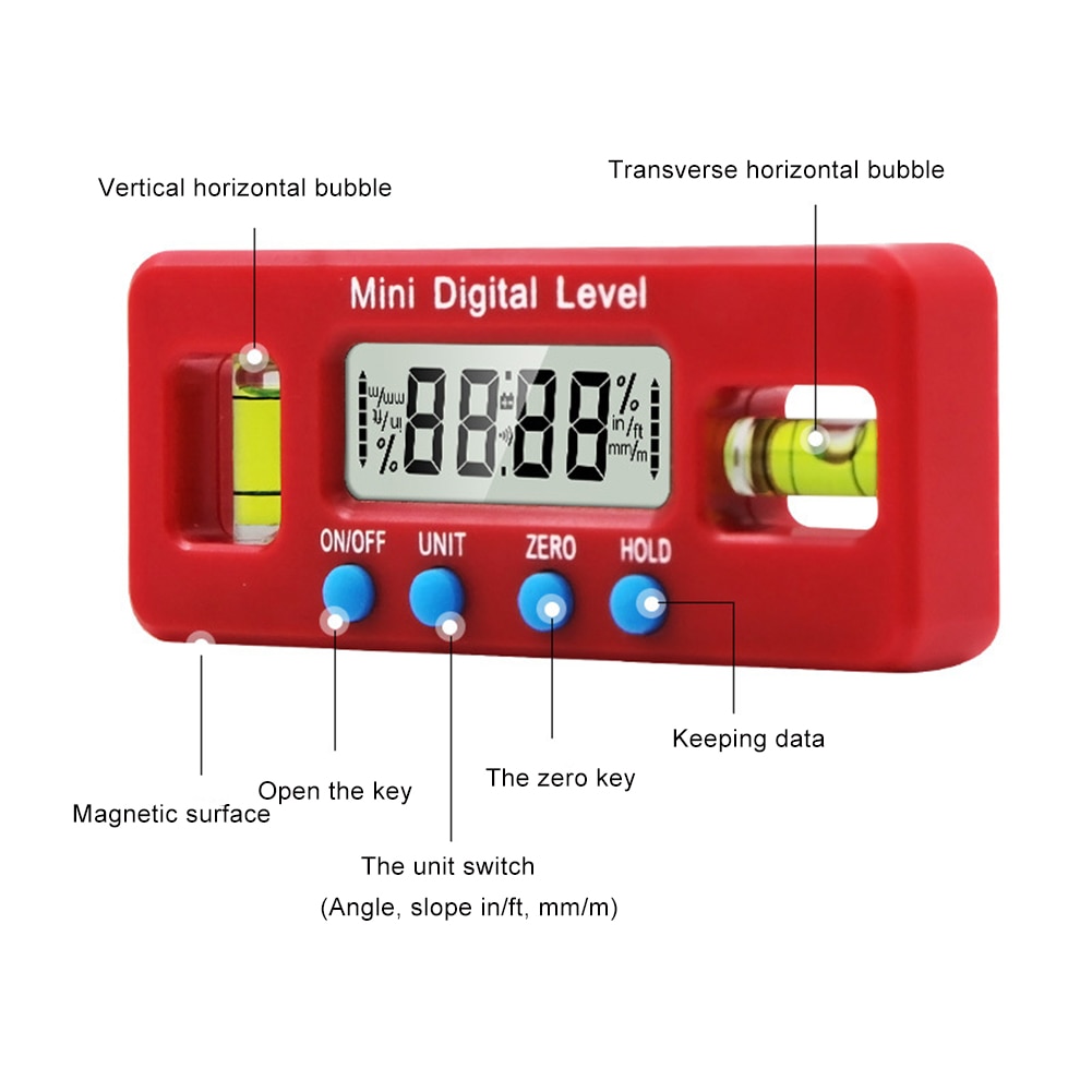 Mini Magnetic Digital Display Protractor Inclinometer Water Proof Level Box Angle Measuring Finder Level Digital Bevel Gauge