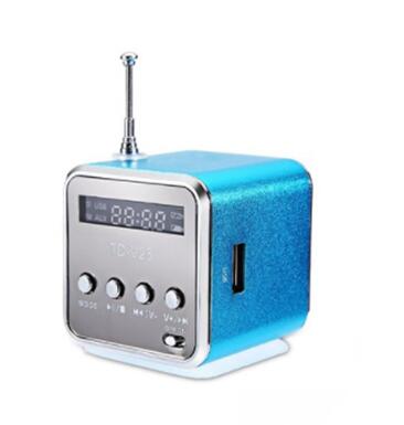 Rovtop portátil TD-V26 digital fm rádio alto-falante mini receptor de rádio fm com lcd estéreo alto-falante suporte micro cartão tf: blue