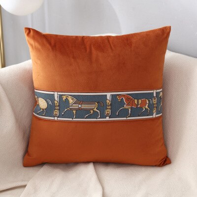 Retro häst borstat midja kuddfodral hem dekorativ bäddsoffa bil säng kuddar kuddfodral polyester örngott: 3 / 45 x 45cm