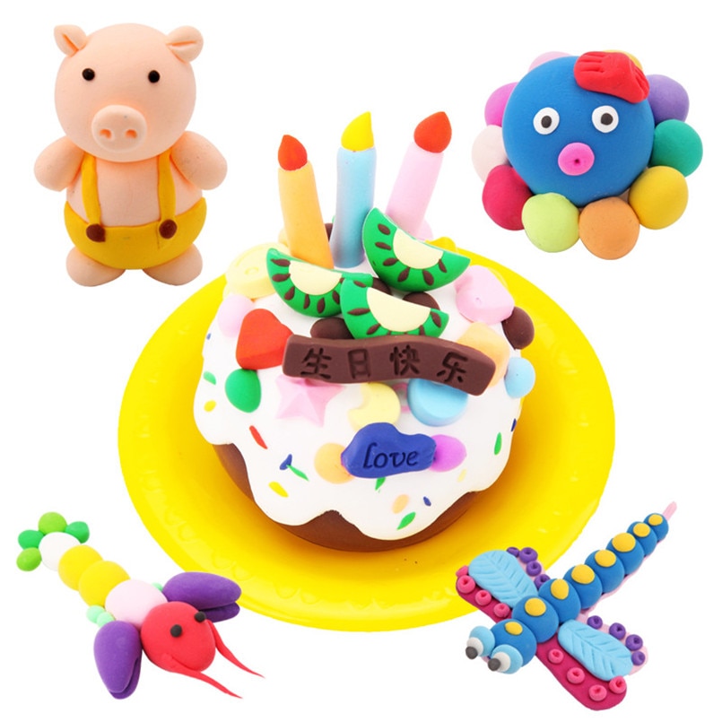 12/24/36 Stks/partij Diy Licht Playdough Polymeer Plasticine Klei Speelgoed Babyverzorging Lucht Drogen Casting Boetseerklei tool Kids