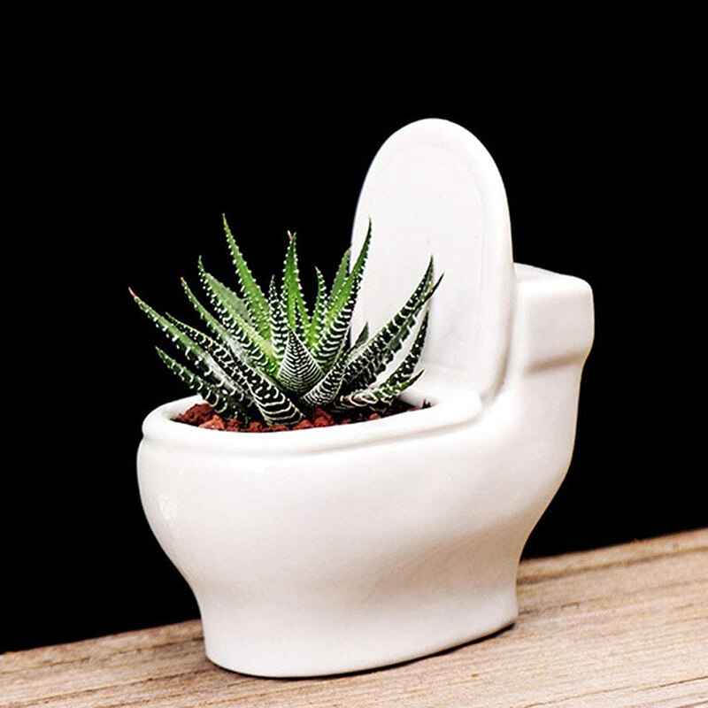 Ceramic Toilet Flower Pot/Bonsai Potted Plant/Flower Pot/Succulent Plant Flower Pot White