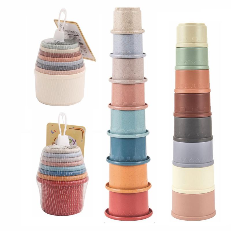 Baby Bath Stacking Cup Set Infant Shower Montessori Bathtub Tower Toy Child Puzzle Swimming Pool Beach Toys For 0 12 Months Kids