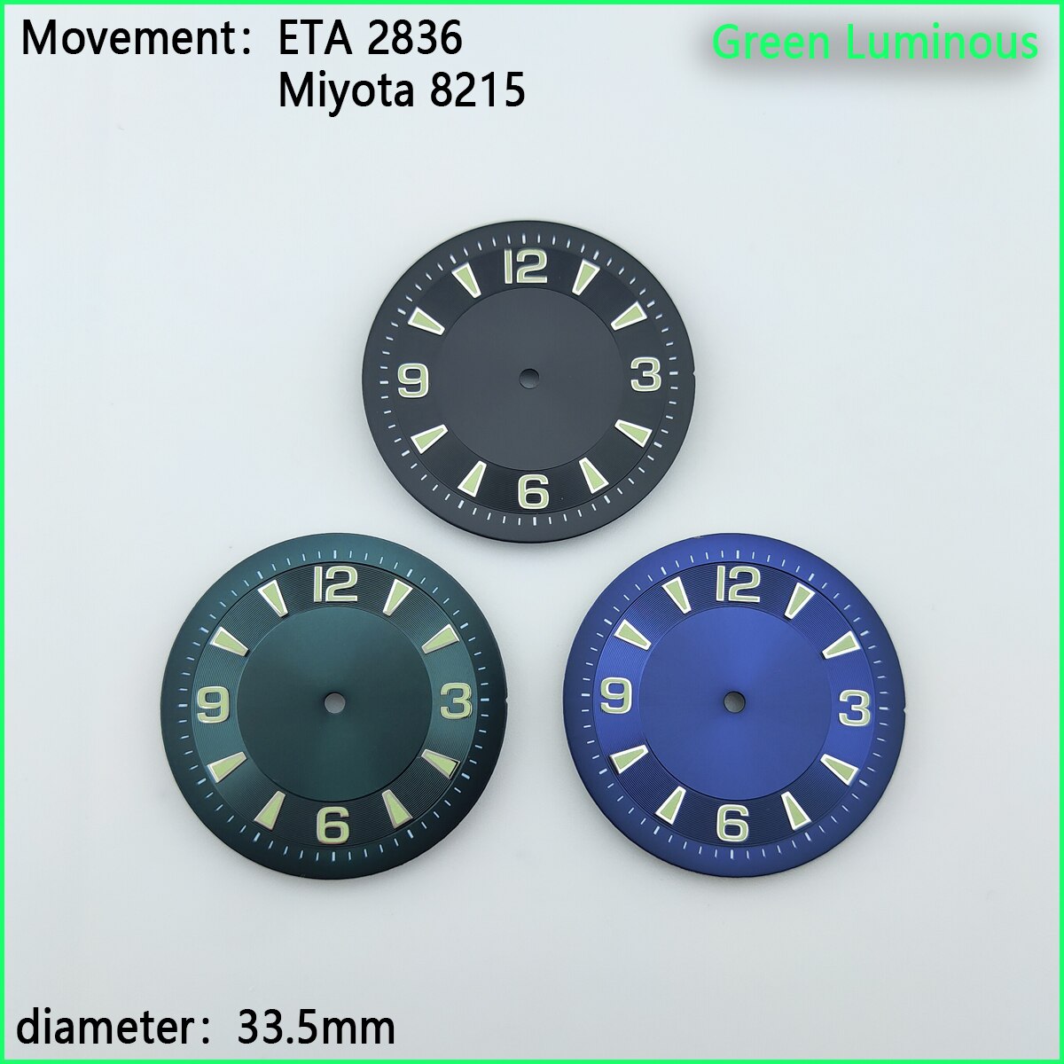 Watch Parts Dial 33.5mm sterile luminous Dial Suitable For ETA 2836 Mitoya8215