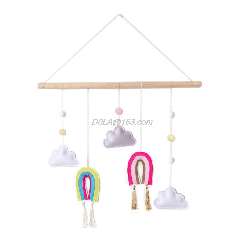 Decoración de madera para colgar en la pared, nube, fieltro arcoíris, adornos artísticos para la pared, para el hogar, dormitorio infantil: Rosa