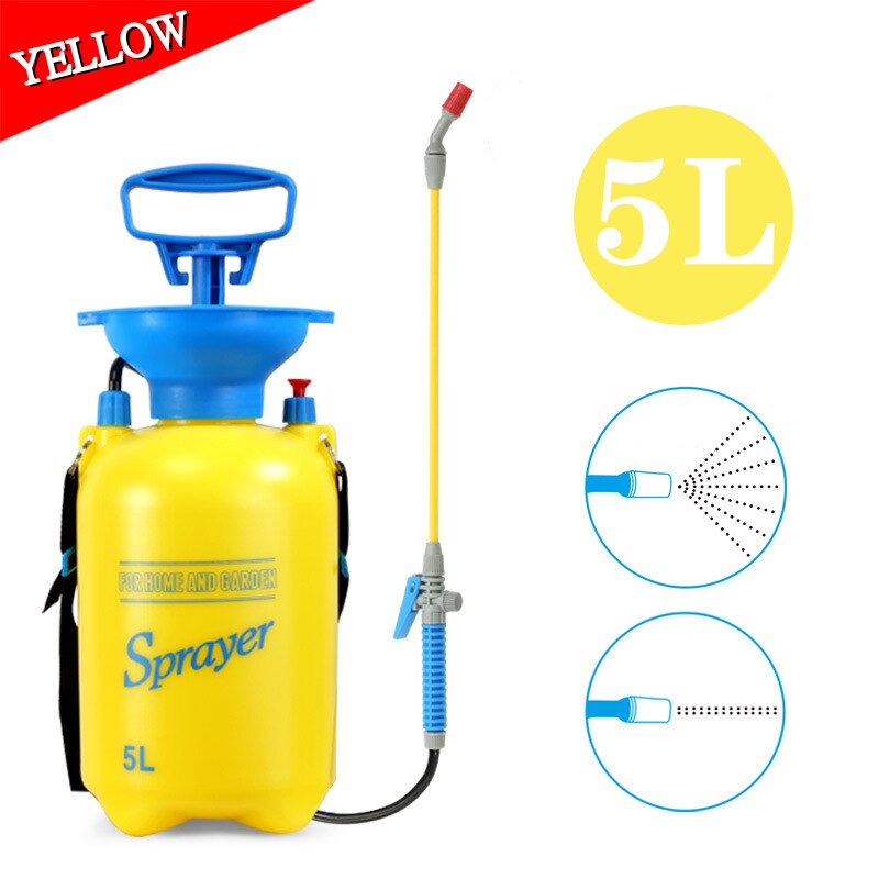 Knapsack Garden Sprayer 5L Hand Pressure Sprayers Spray Bottle for Yard Lawn Gardening Adjustable Air Pump Water Sprayers Bottle: 5L Yellow