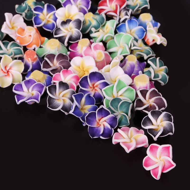 5-10 Stuks Mode Mooie Charmant Gemengde Kleur Polymer Clay Bloem Losse Spacer Kralen 10-30mm: 15x8mm 10pcs