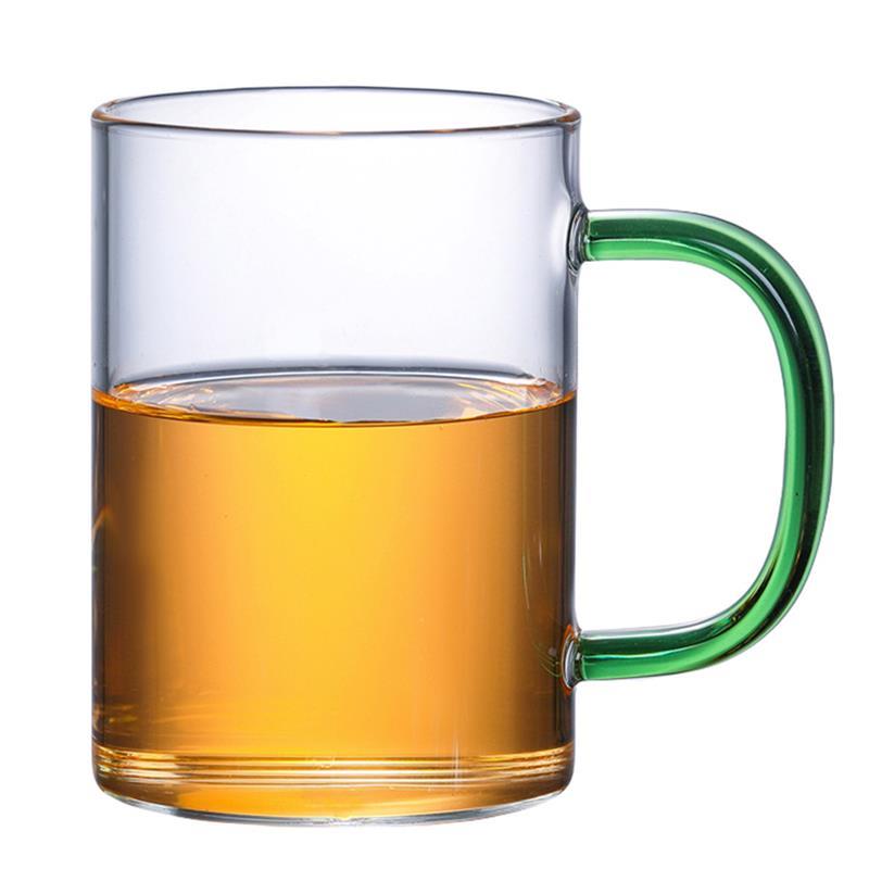 Tasse à boire en verre épais Transparent | Résistant à la chaleur de 300ml ustensiles à manche coloré tasse de thé, tasse de bière en verre pour la maison: 1