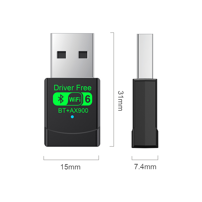 AX900 WiFi 6 Treiberfreie drahtlose Netzwerkkarte Bluetooth5.4 2-in-1-Adapter Computer USB-Empfänger Sender 2,4 G/5 GHz Dualband